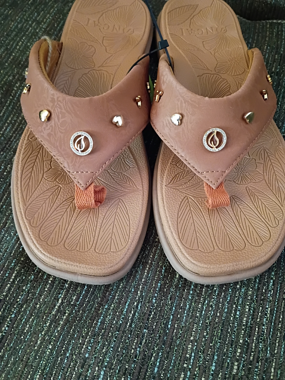ONCAI Orthopedic Flip Flops Women with Arch Support Women's 8.5 Rhinestone